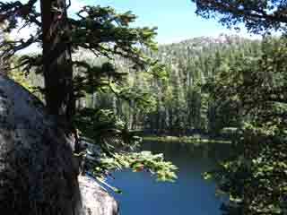 View of Rubicon Lake backpacking past towards Phipps Pass